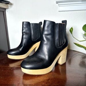 Madewell Marco Leather Platform Chelsea Boots Women’s 7.5 Black Style F5098